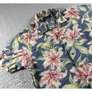 Polo Ralph Lauren Linen Blend Hawaiian Shirt Mens Large Floral Pattern AOP